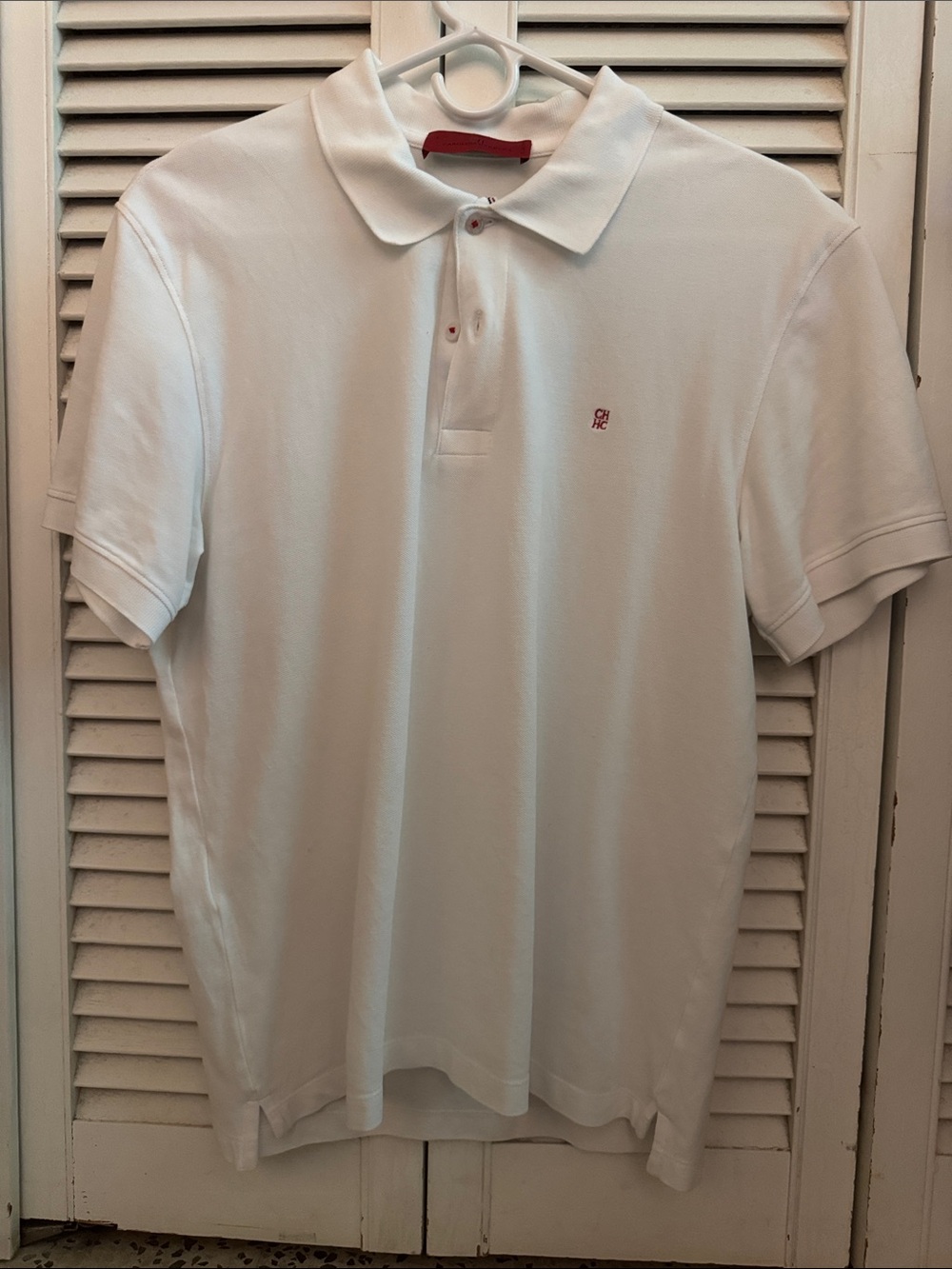 Carolina Herrera White Polo with Small Red Logo